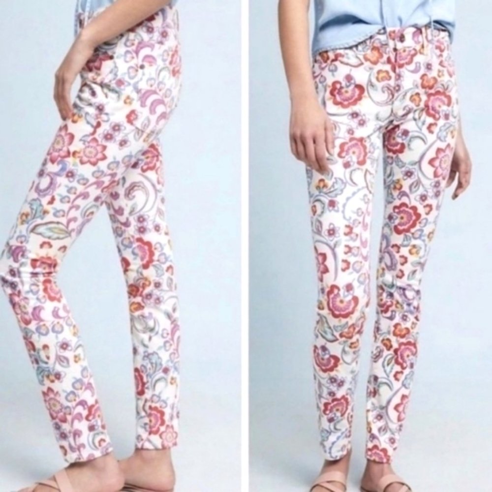 Anthropologie Floral Skinny Jeans - Multicolor